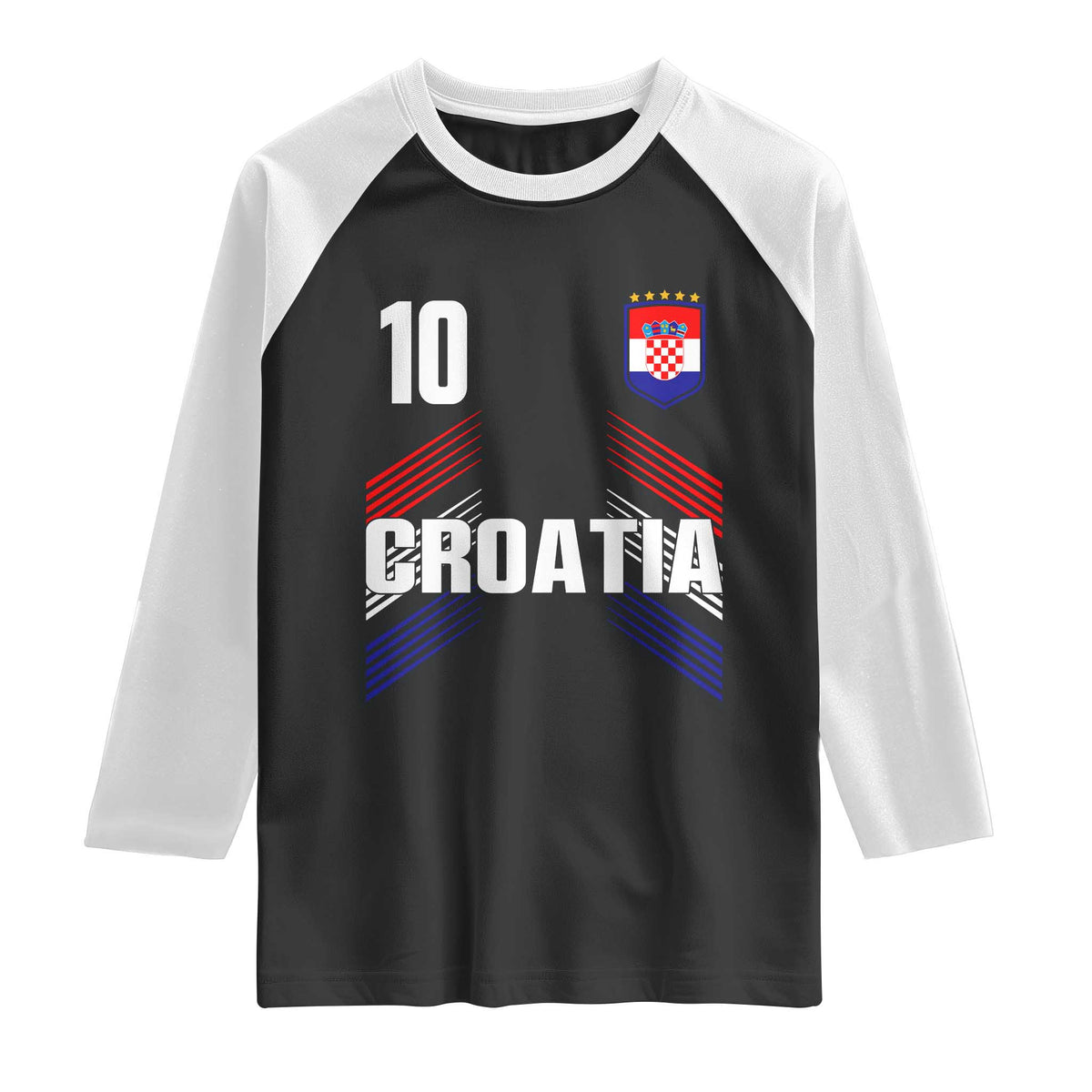 Croatia Soccer Sports Graphic Number 10 Jersey Style Raglan Shirt Proud Croatian Football Fans Game Day Pride