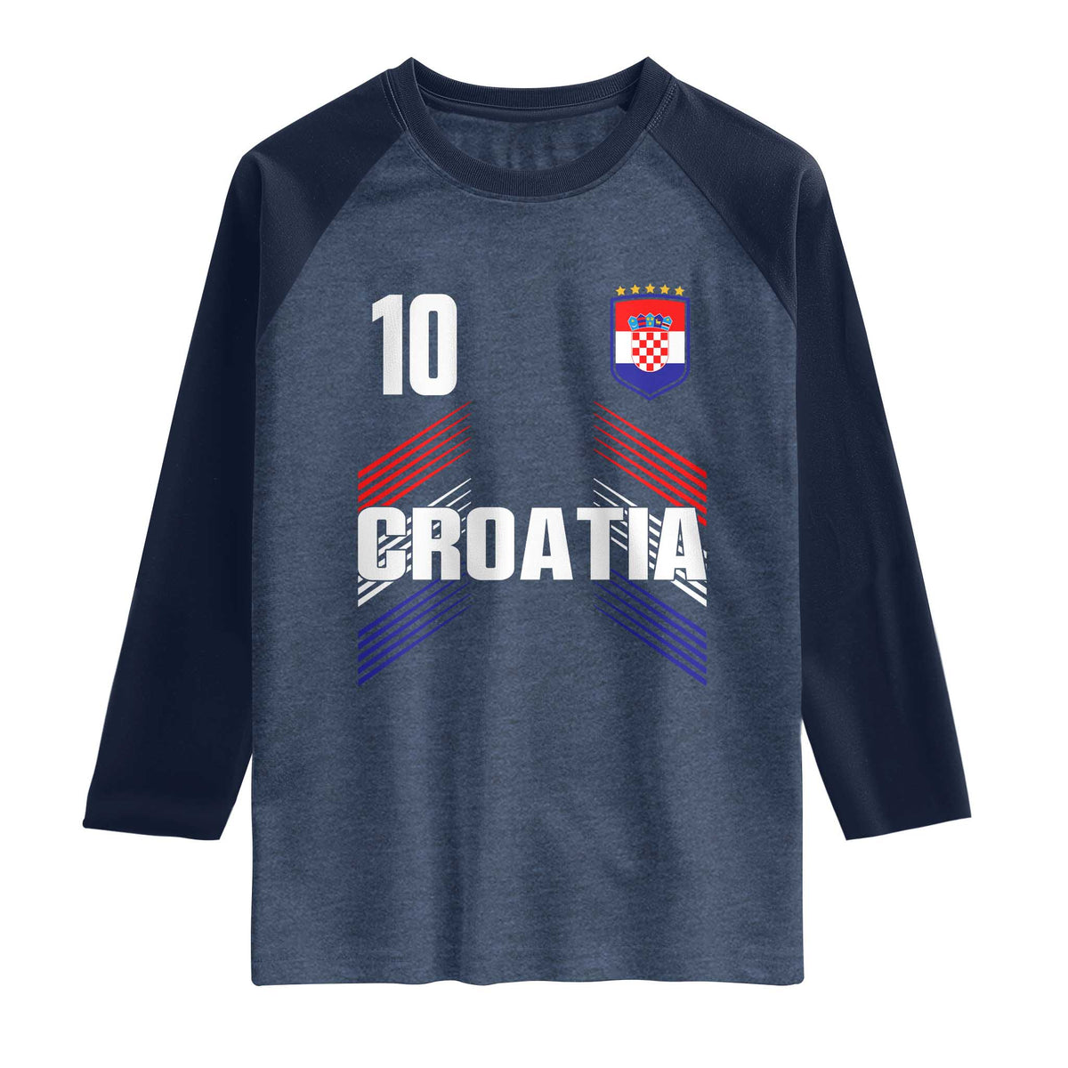 Croatia Soccer Sports Graphic Number 10 Jersey Style Raglan Shirt Proud Croatian Football Fans Game Day Pride