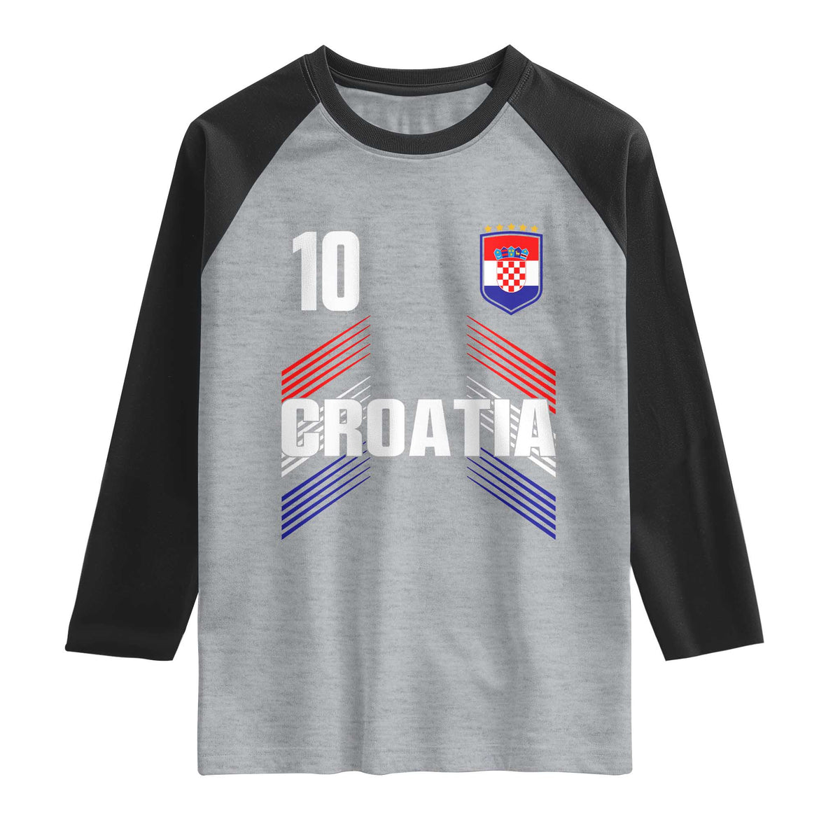 Croatia Soccer Sports Graphic Number 10 Jersey Style Raglan Shirt Proud Croatian Football Fans Game Day Pride