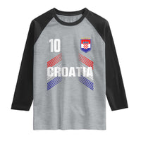 Croatia Soccer Sports Graphic Number 10 Jersey Style Raglan Shirt Proud Croatian Football Fans Game Day Pride