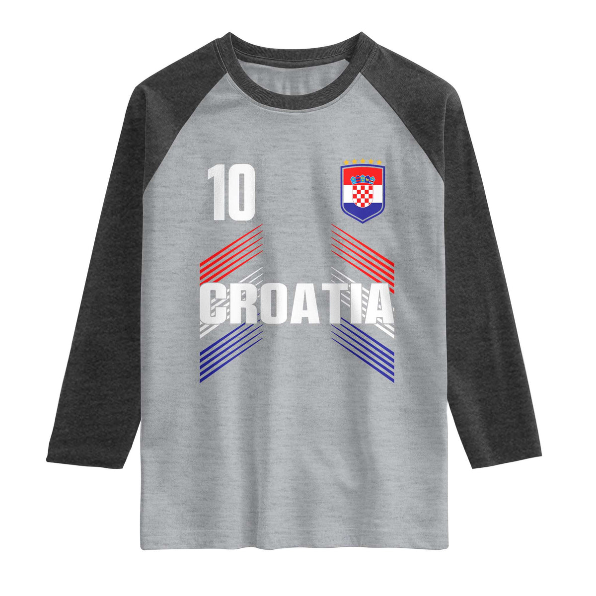 Croatia Soccer Sports Graphic Number 10 Jersey Style Raglan Shirt Proud Croatian Football Fans Game Day Pride