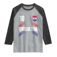 Croatia Soccer Sports Graphic Number 10 Jersey Style Raglan Shirt Proud Croatian Football Fans Game Day Pride