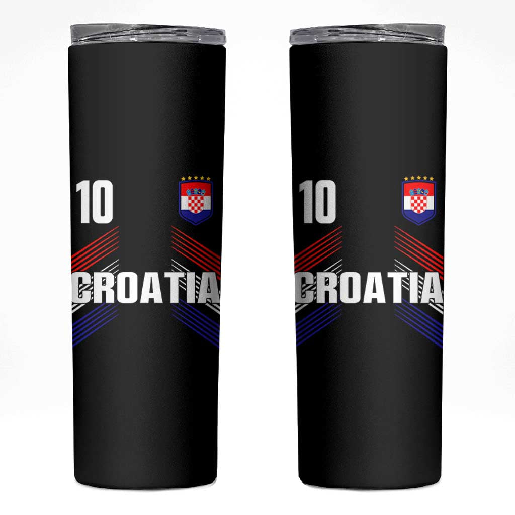 Croatia Soccer Sports Graphic Number 10 Jersey Style Skinny Tumbler Proud Croatian Football Fans Game Day Pride