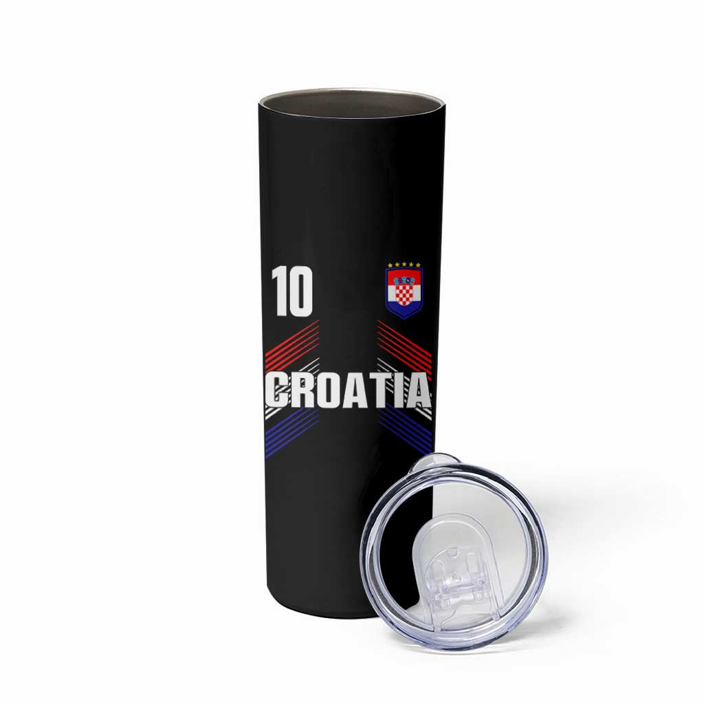 Croatia Soccer Sports Graphic Number 10 Jersey Style Skinny Tumbler Proud Croatian Football Fans Game Day Pride