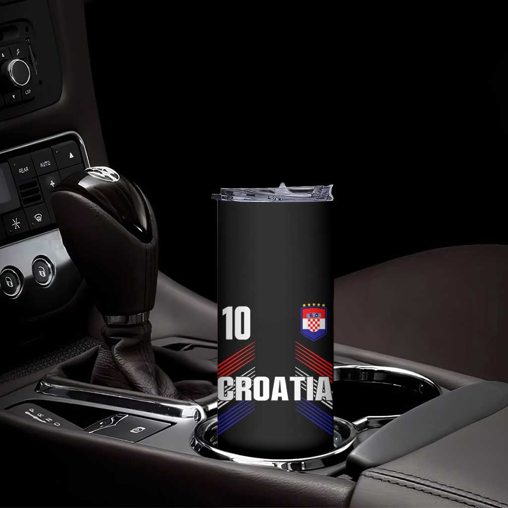 Croatia Soccer Sports Graphic Number 10 Jersey Style Skinny Tumbler Proud Croatian Football Fans Game Day Pride