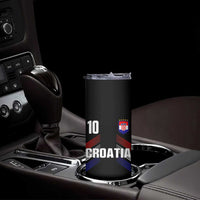 Croatia Soccer Sports Graphic Number 10 Jersey Style Skinny Tumbler Proud Croatian Football Fans Game Day Pride