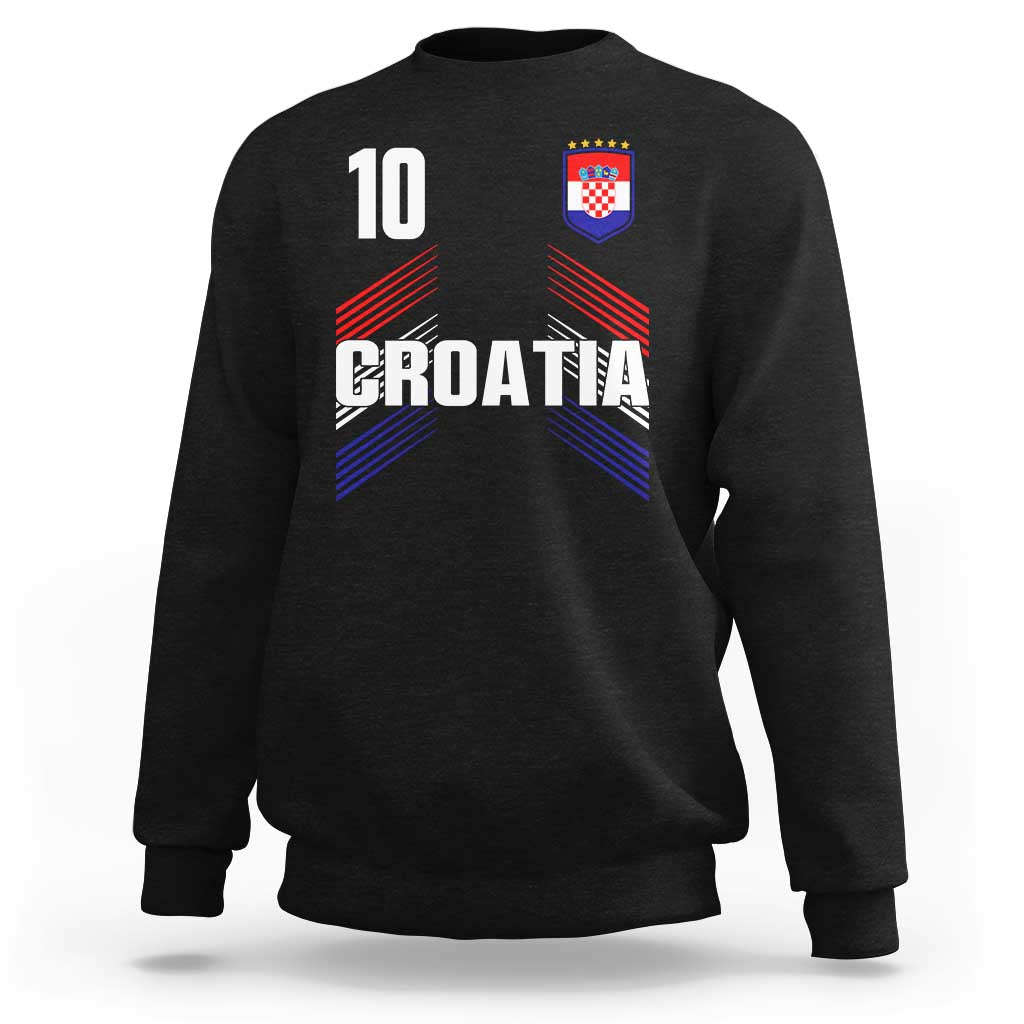 Croatia Soccer Sports Graphic Number 10 Jersey Style Sweatshirt Proud Croatian Football Fans Game Day Pride