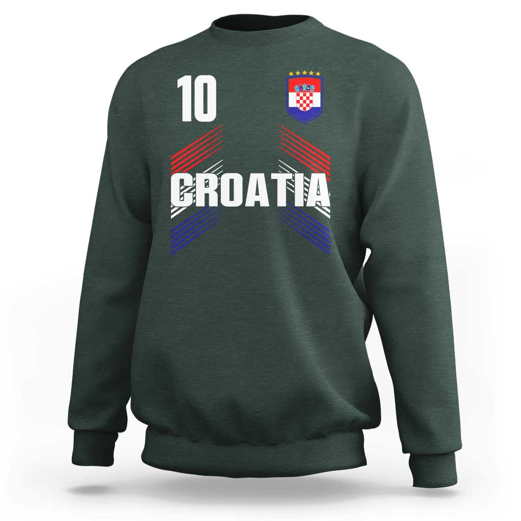 Croatia Soccer Sports Graphic Number 10 Jersey Style Sweatshirt Proud Croatian Football Fans Game Day Pride