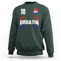 Croatia Soccer Sports Graphic Number 10 Jersey Style Sweatshirt Proud Croatian Football Fans Game Day Pride