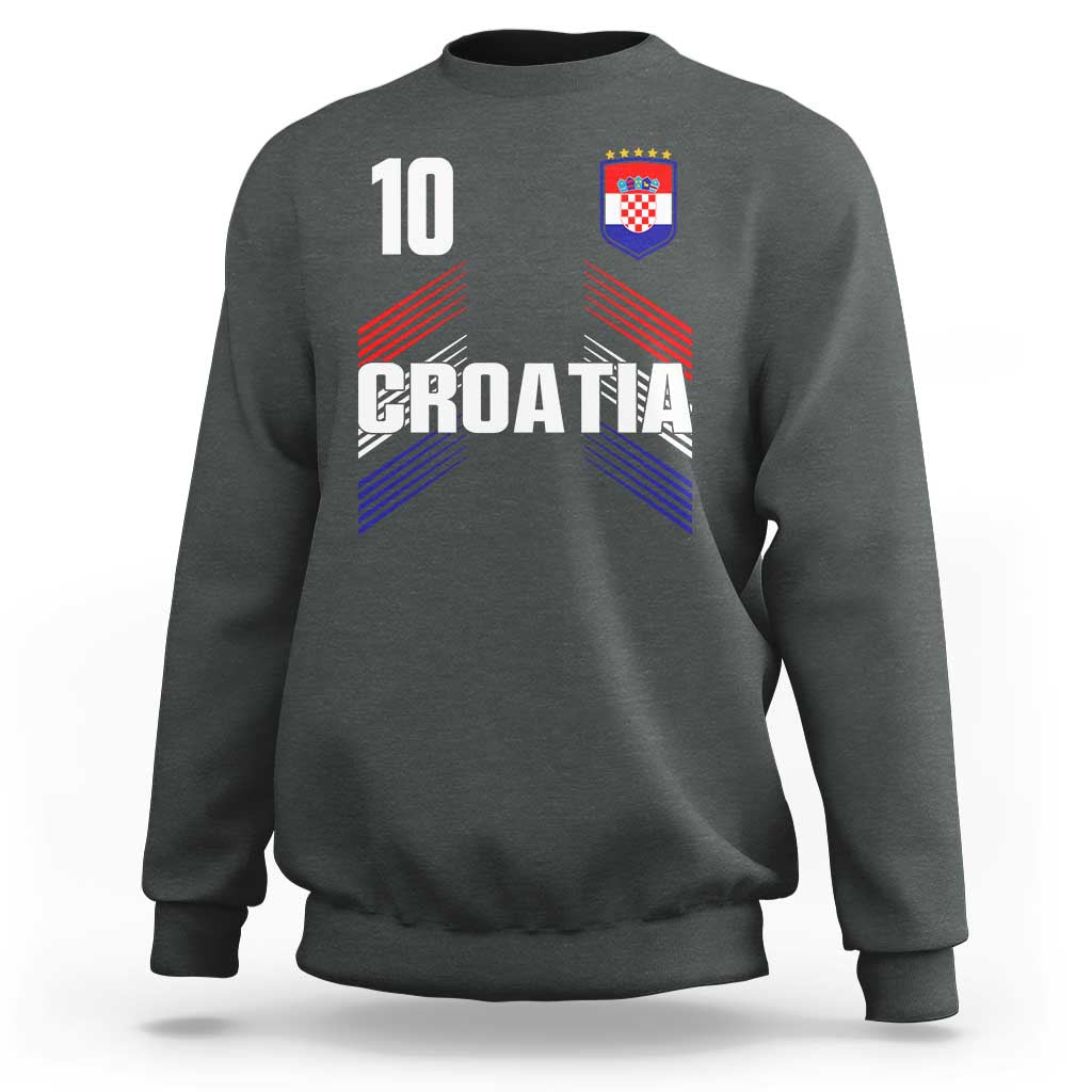 Croatia Soccer Sports Graphic Number 10 Jersey Style Sweatshirt Proud Croatian Football Fans Game Day Pride