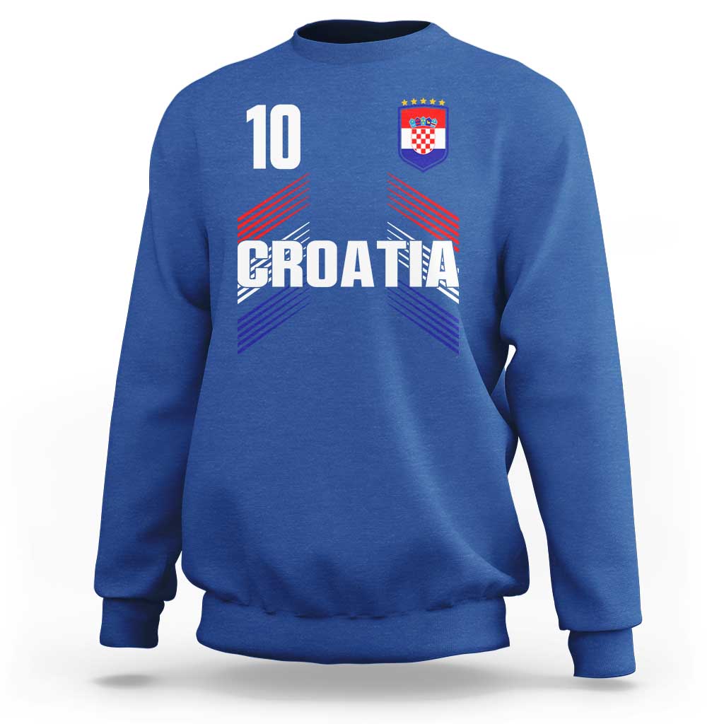 Croatia Soccer Sports Graphic Number 10 Jersey Style Sweatshirt Proud Croatian Football Fans Game Day Pride