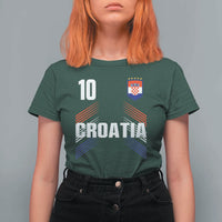 Croatia Soccer Sports Graphic Number 10 Jersey Style T Shirt For Women Proud Croatian Football Fans Game Day Pride