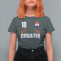 Croatia Soccer Sports Graphic Number 10 Jersey Style T Shirt For Women Proud Croatian Football Fans Game Day Pride