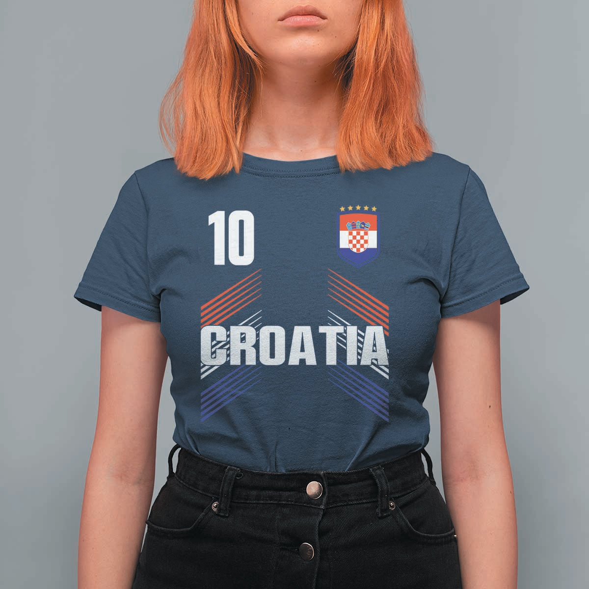 Croatia Soccer Sports Graphic Number 10 Jersey Style T Shirt For Women Proud Croatian Football Fans Game Day Pride