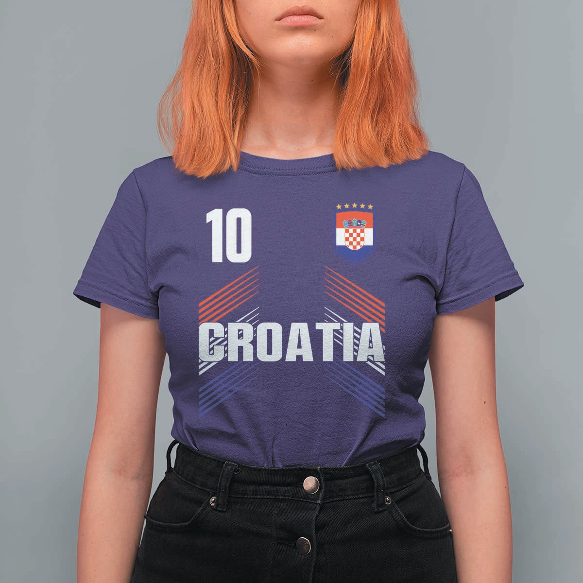 Croatia Soccer Sports Graphic Number 10 Jersey Style T Shirt For Women Proud Croatian Football Fans Game Day Pride