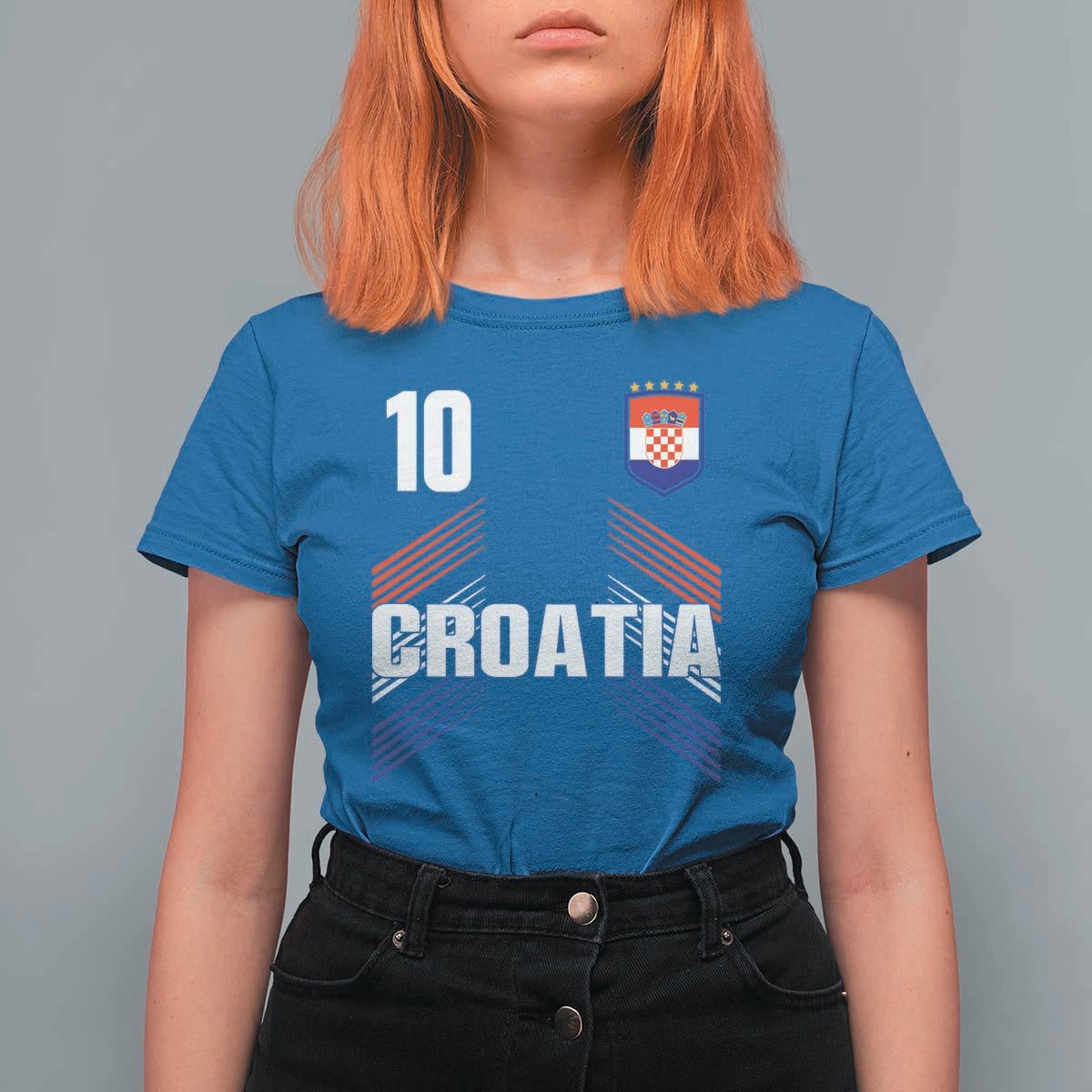 Croatia Soccer Sports Graphic Number 10 Jersey Style T Shirt For Women Proud Croatian Football Fans Game Day Pride