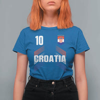 Croatia Soccer Sports Graphic Number 10 Jersey Style T Shirt For Women Proud Croatian Football Fans Game Day Pride