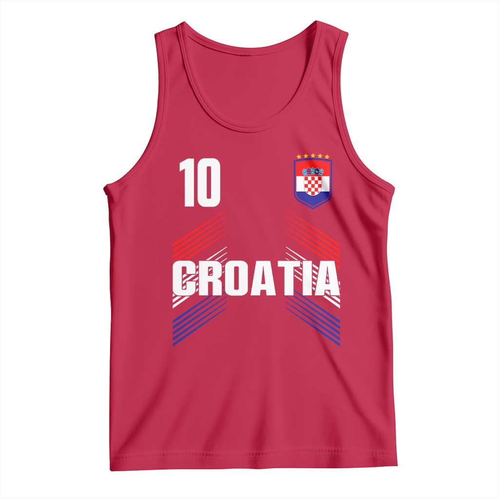 Croatia Soccer Sports Graphic Number 10 Jersey Style Tank Top Proud Croatian Football Fans Game Day Pride