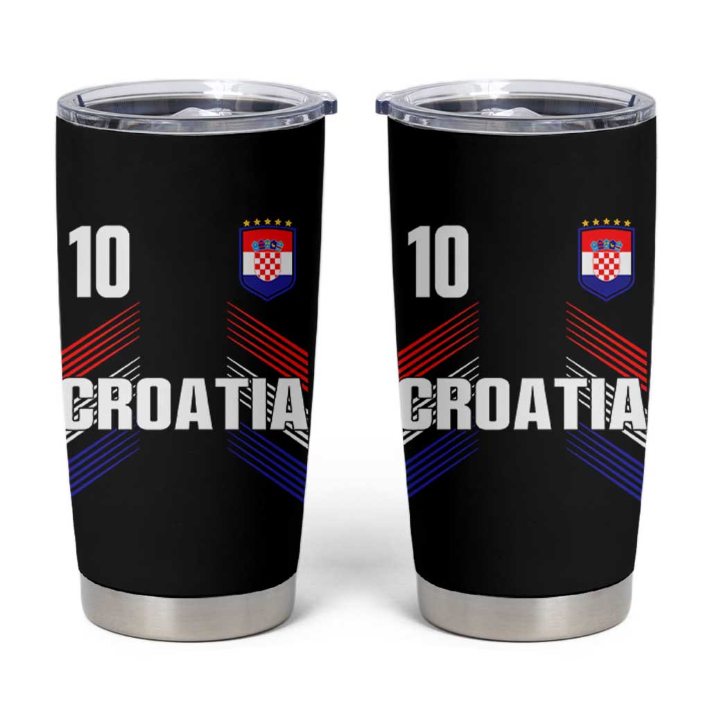 Croatia Soccer Sports Graphic Number 10 Jersey Style Tumbler Cup Proud Croatian Football Fans Game Day Pride