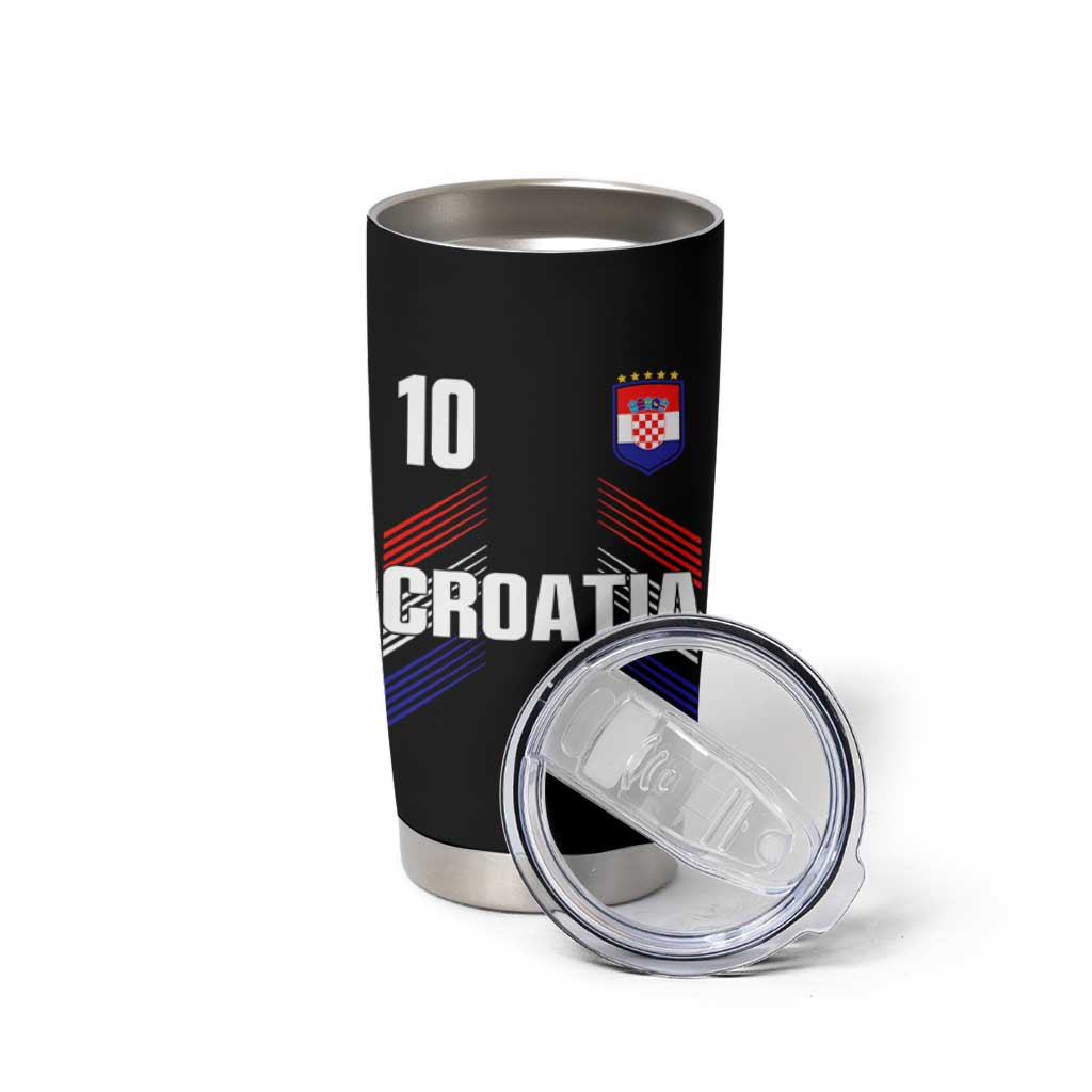 Croatia Soccer Sports Graphic Number 10 Jersey Style Tumbler Cup Proud Croatian Football Fans Game Day Pride