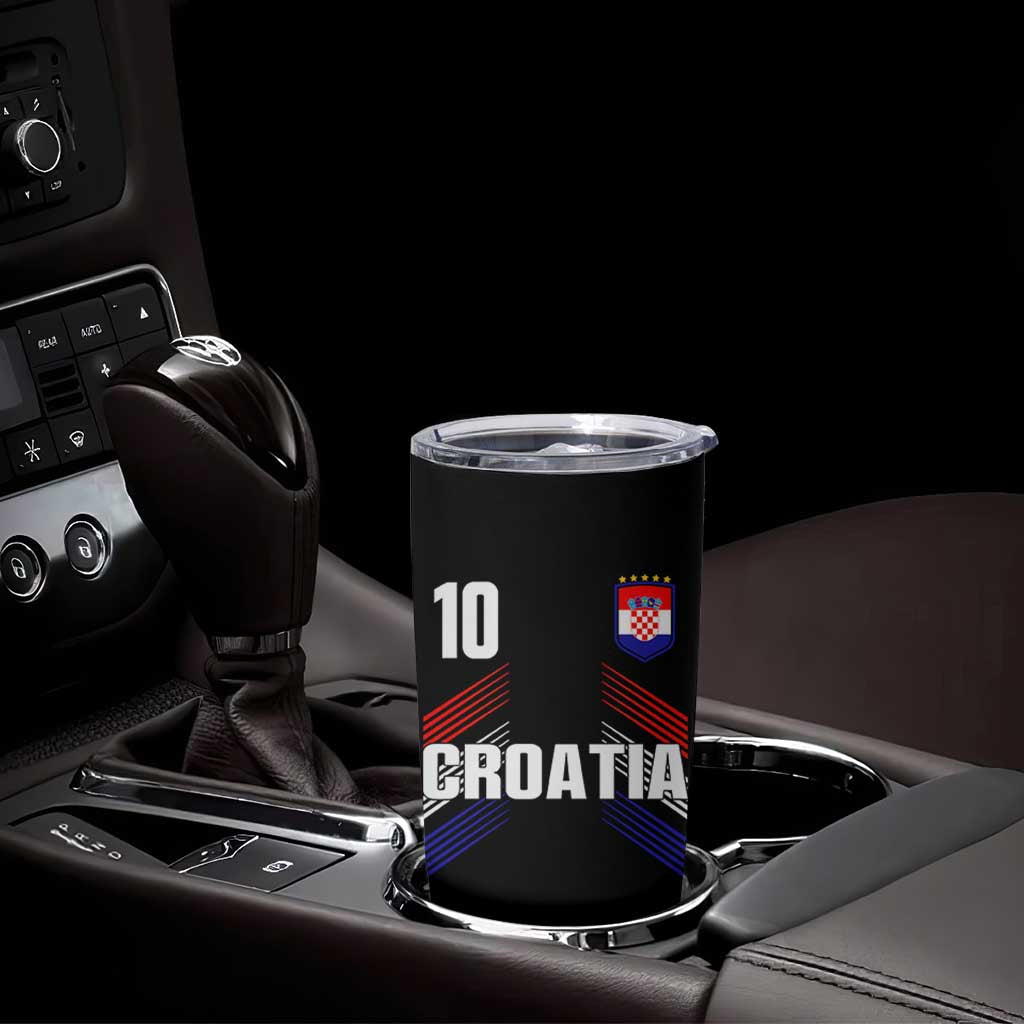 Croatia Soccer Sports Graphic Number 10 Jersey Style Tumbler Cup Proud Croatian Football Fans Game Day Pride