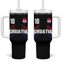 Croatia Soccer Sports Graphic Number 10 Jersey Style Tumbler With Handle Proud Croatian Football Fans Game Day Pride