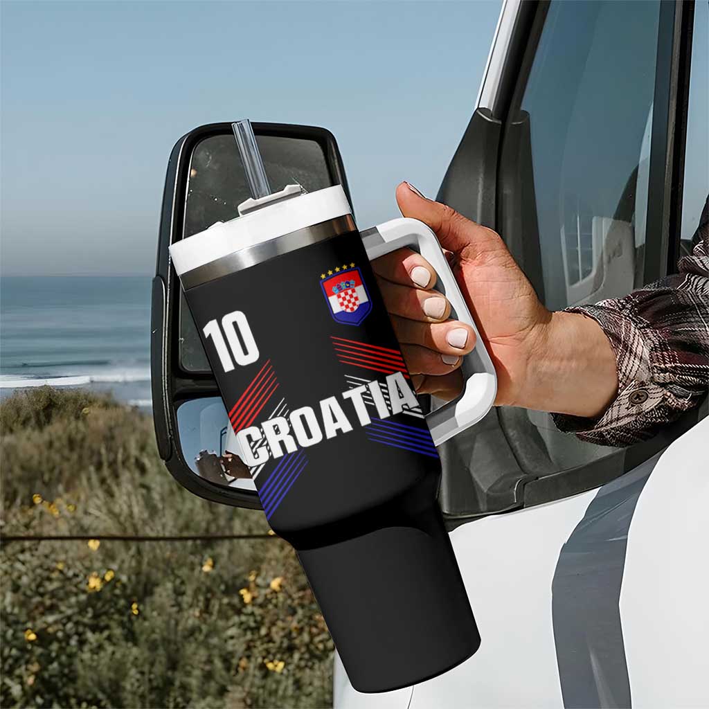 Croatia Soccer Sports Graphic Number 10 Jersey Style Tumbler With Handle Proud Croatian Football Fans Game Day Pride