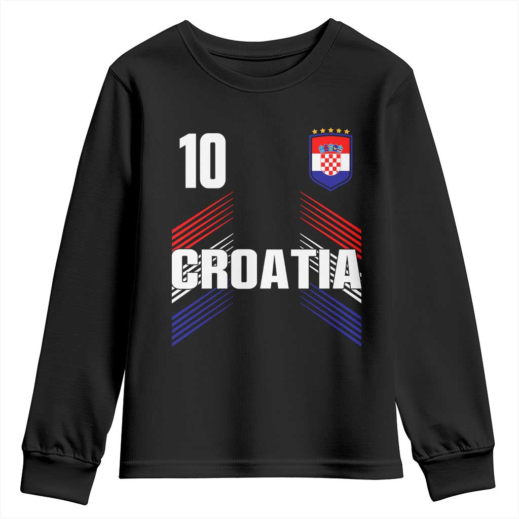 Croatia Soccer Sports Graphic Number 10 Jersey Style Youth Sweatshirt Proud Croatian Football Fans Game Day Pride