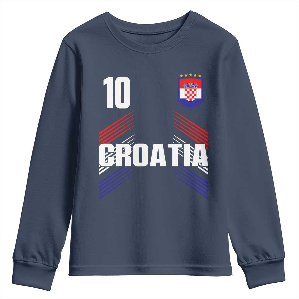 Croatia Soccer Sports Graphic Number 10 Jersey Style Youth Sweatshirt Proud Croatian Football Fans Game Day Pride