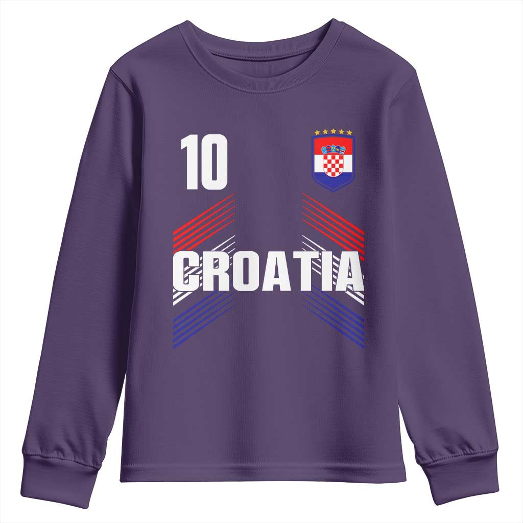 Croatia Soccer Sports Graphic Number 10 Jersey Style Youth Sweatshirt Proud Croatian Football Fans Game Day Pride