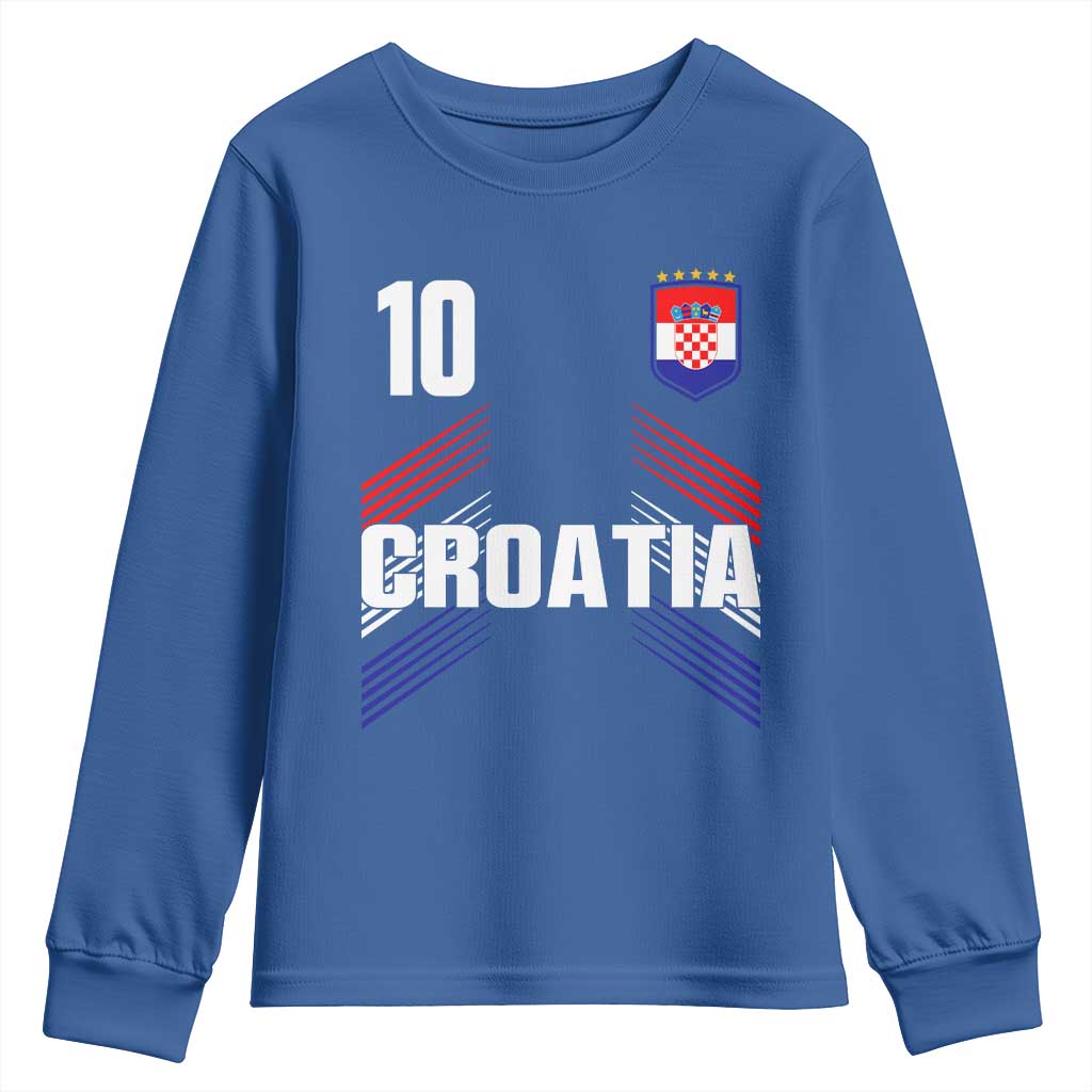 Croatia Soccer Sports Graphic Number 10 Jersey Style Youth Sweatshirt Proud Croatian Football Fans Game Day Pride