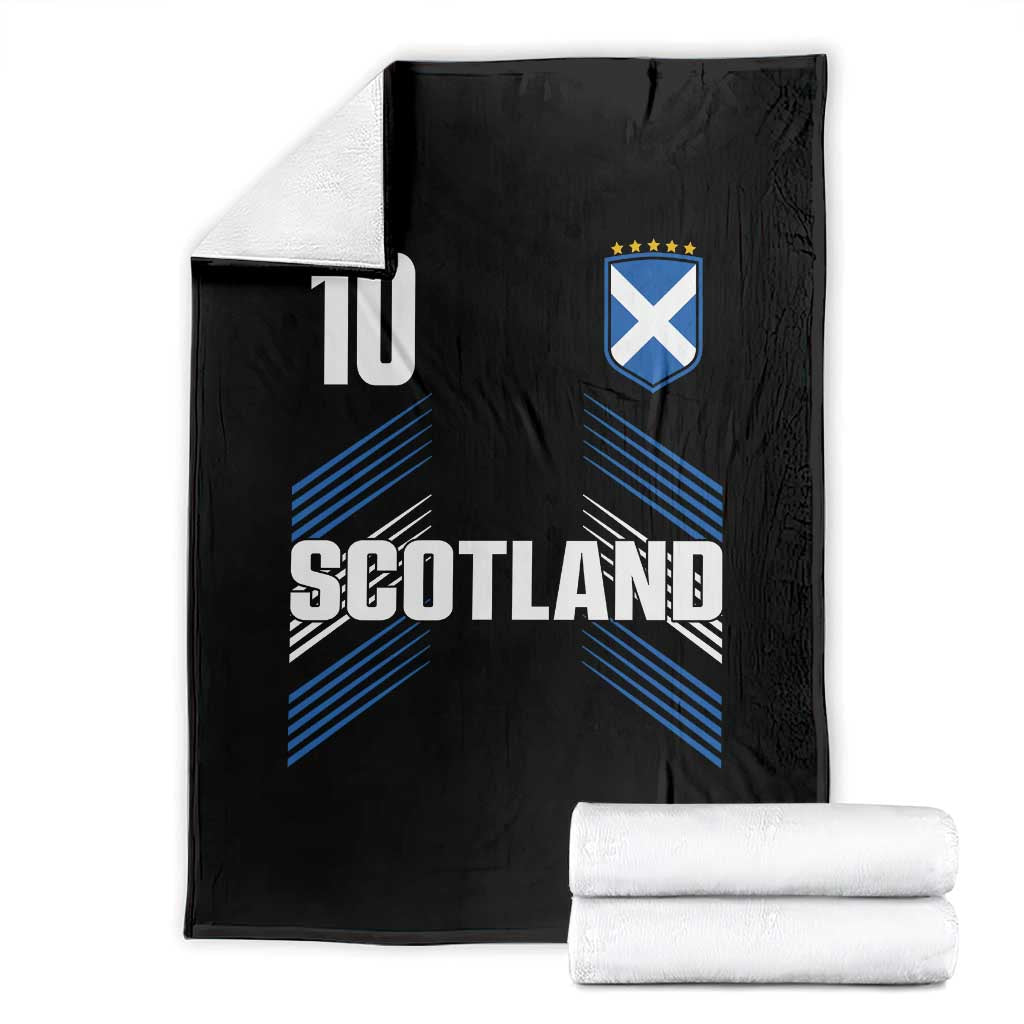 Scotland Soccer Sports Graphic Number 10 Jersey Style Throw Blanket Proud Scottish Football Fans Game Day Pride
