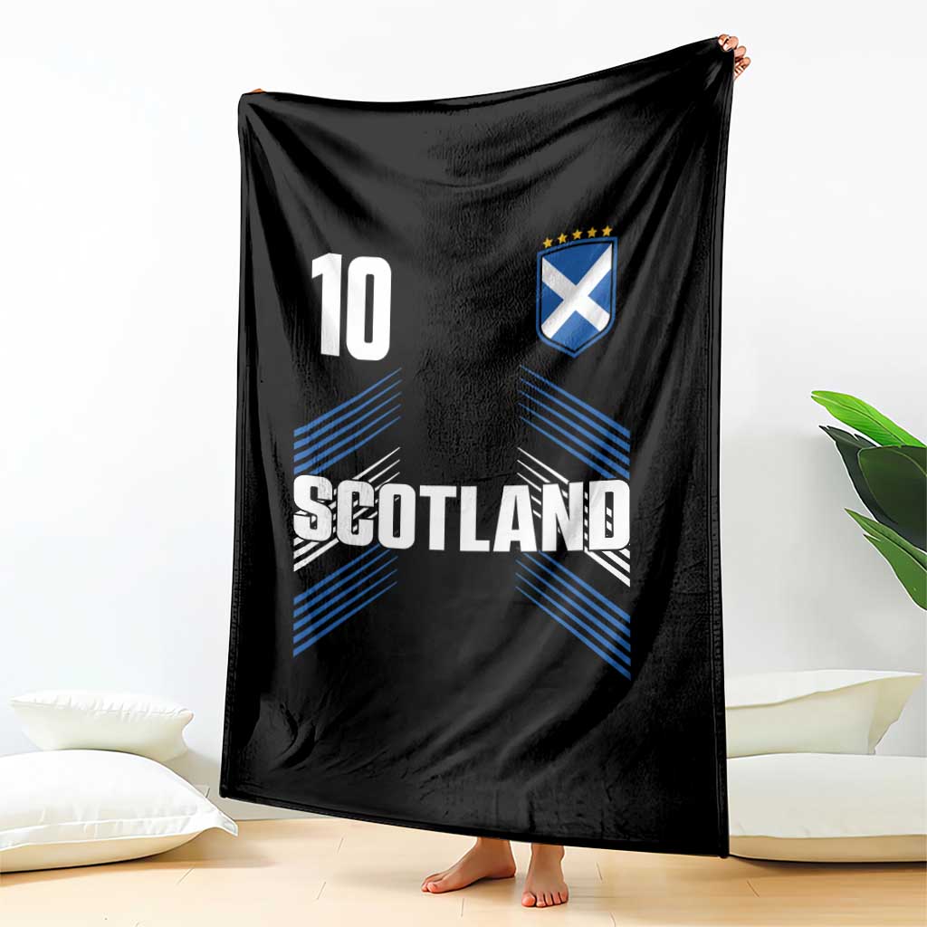 Scotland Soccer Sports Graphic Number 10 Jersey Style Throw Blanket Proud Scottish Football Fans Game Day Pride