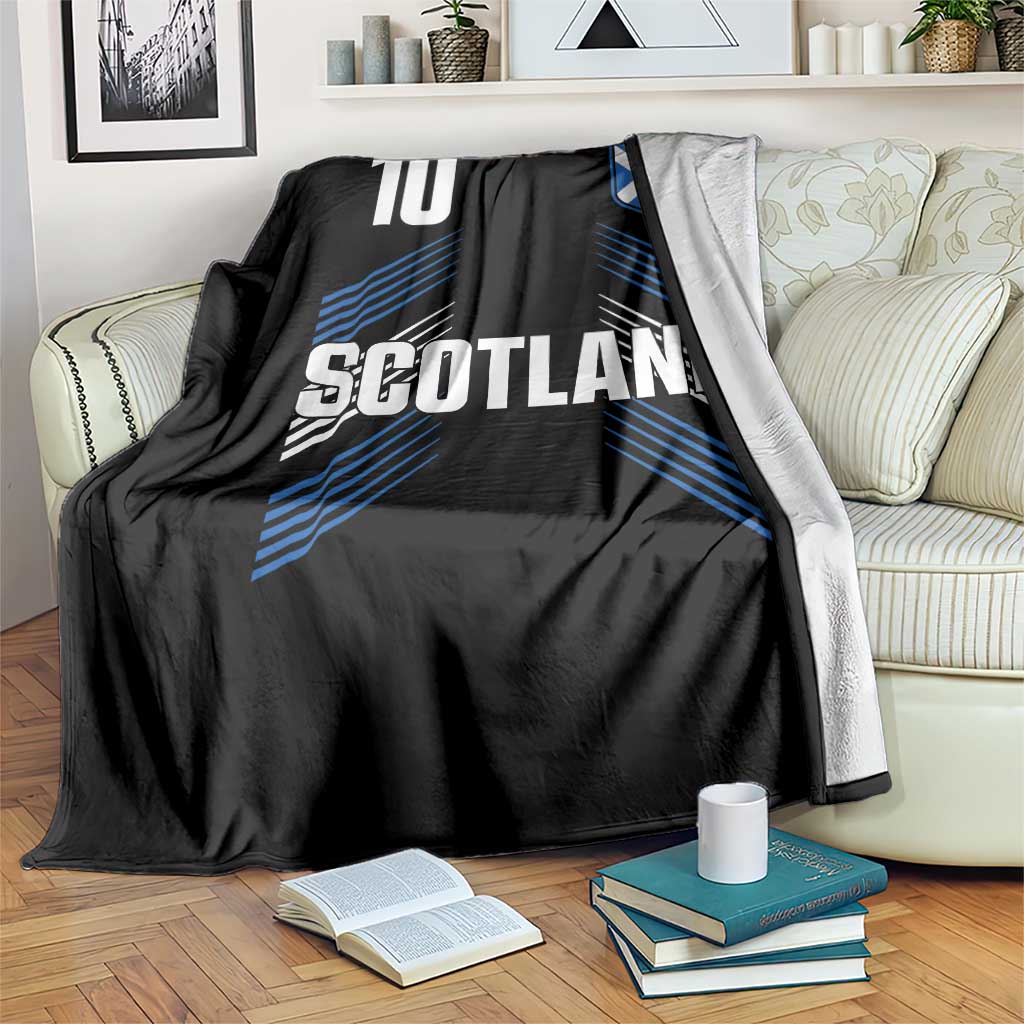 Scotland Soccer Sports Graphic Number 10 Jersey Style Throw Blanket Proud Scottish Football Fans Game Day Pride