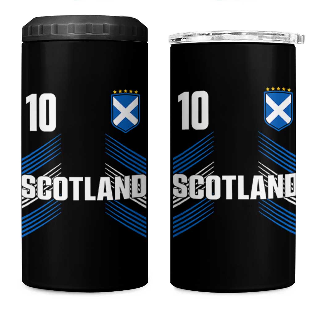 Scotland Soccer Sports Graphic Number 10 Jersey Style 4 in 1 Can Cooler Tumbler Proud Scottish Football Fans Game Day Pride