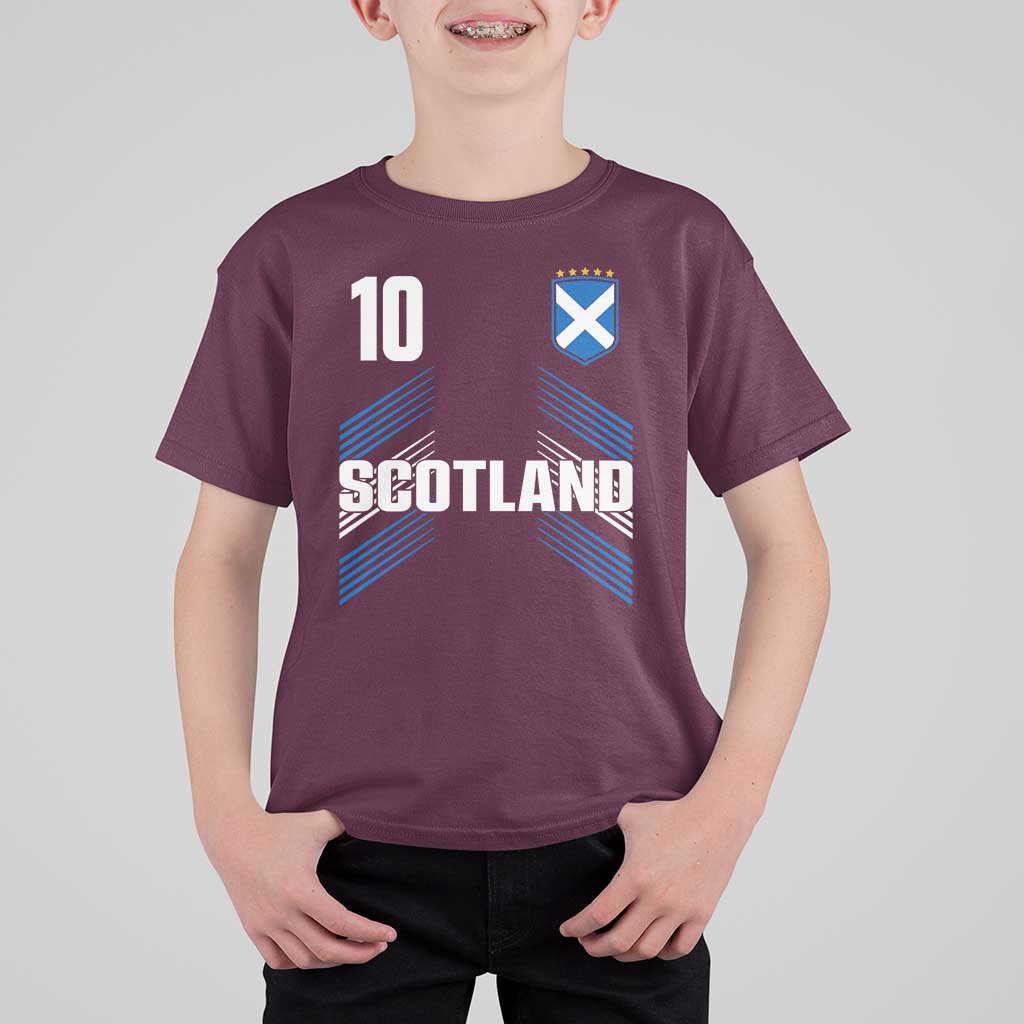 Scotland Soccer Sports Graphic Number 10 Jersey Style T Shirt For Kid Proud Scottish Football Fans Game Day Pride