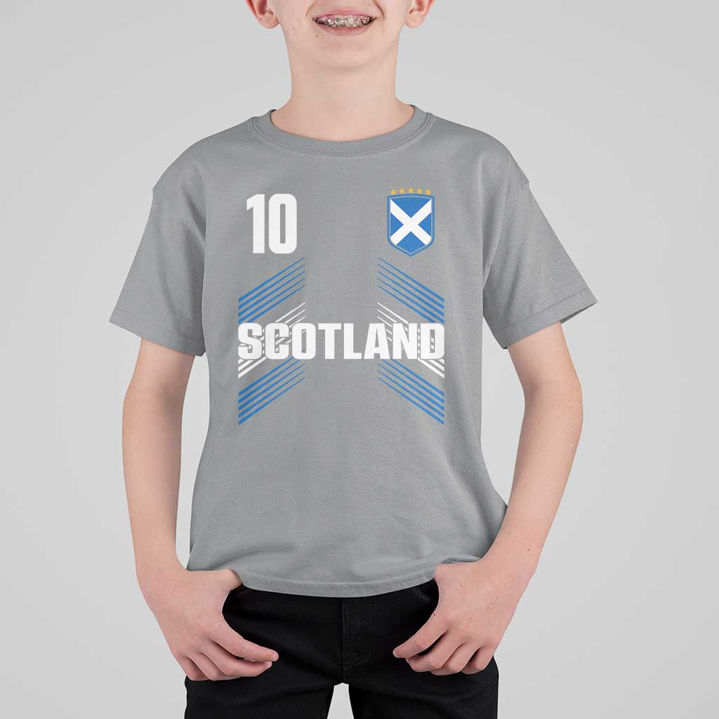 Scotland Soccer Sports Graphic Number 10 Jersey Style T Shirt For Kid Proud Scottish Football Fans Game Day Pride