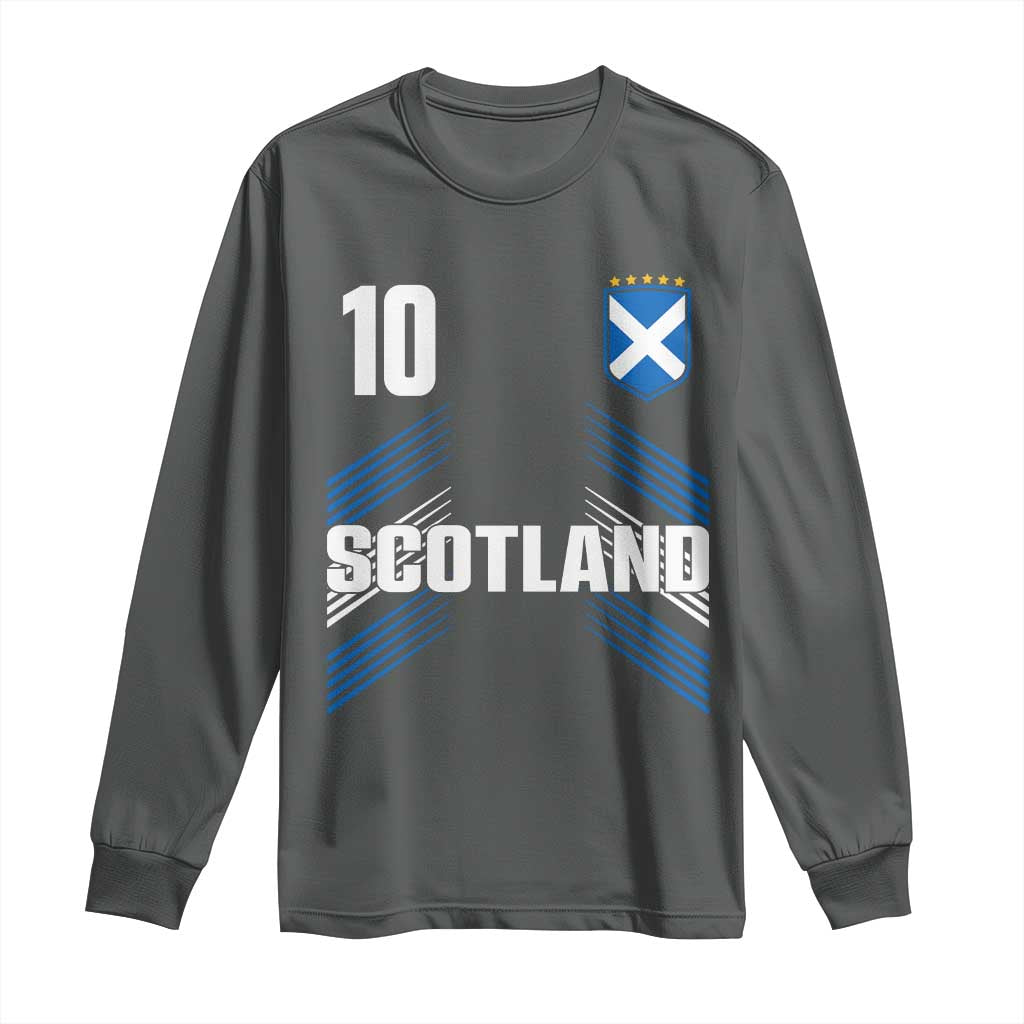 Scotland Soccer Sports Graphic Number 10 Jersey Style Long Sleeve Shirt Proud Scottish Football Fans Game Day Pride