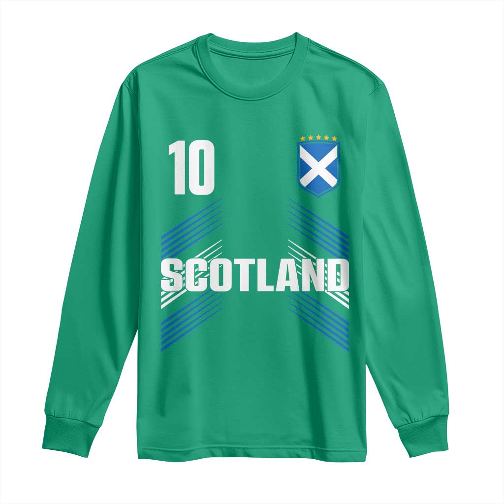 Scotland Soccer Sports Graphic Number 10 Jersey Style Long Sleeve Shirt Proud Scottish Football Fans Game Day Pride
