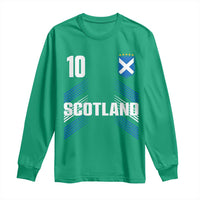 Scotland Soccer Sports Graphic Number 10 Jersey Style Long Sleeve Shirt Proud Scottish Football Fans Game Day Pride