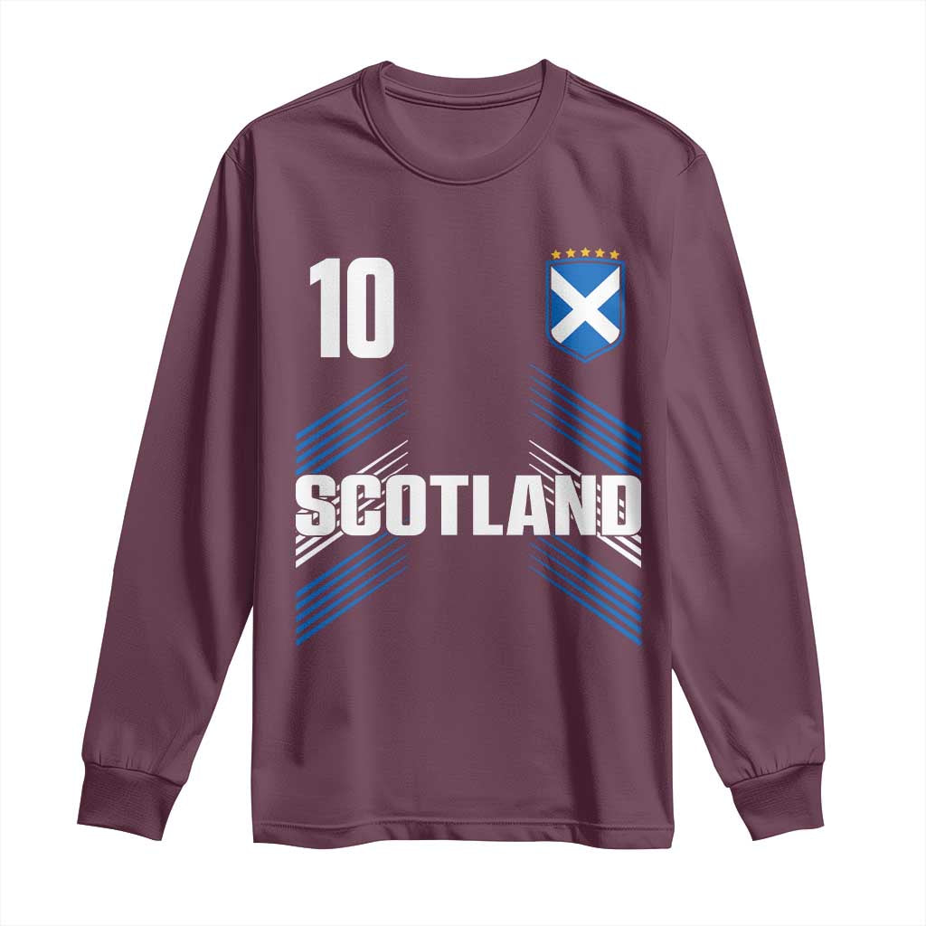 Scotland Soccer Sports Graphic Number 10 Jersey Style Long Sleeve Shirt Proud Scottish Football Fans Game Day Pride