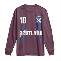 Scotland Soccer Sports Graphic Number 10 Jersey Style Long Sleeve Shirt Proud Scottish Football Fans Game Day Pride
