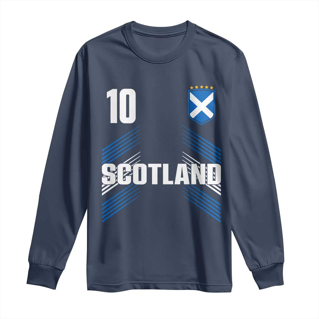 Scotland Soccer Sports Graphic Number 10 Jersey Style Long Sleeve Shirt Proud Scottish Football Fans Game Day Pride