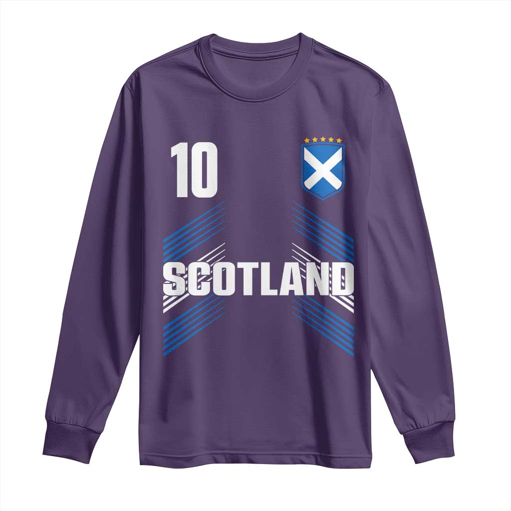 Scotland Soccer Sports Graphic Number 10 Jersey Style Long Sleeve Shirt Proud Scottish Football Fans Game Day Pride