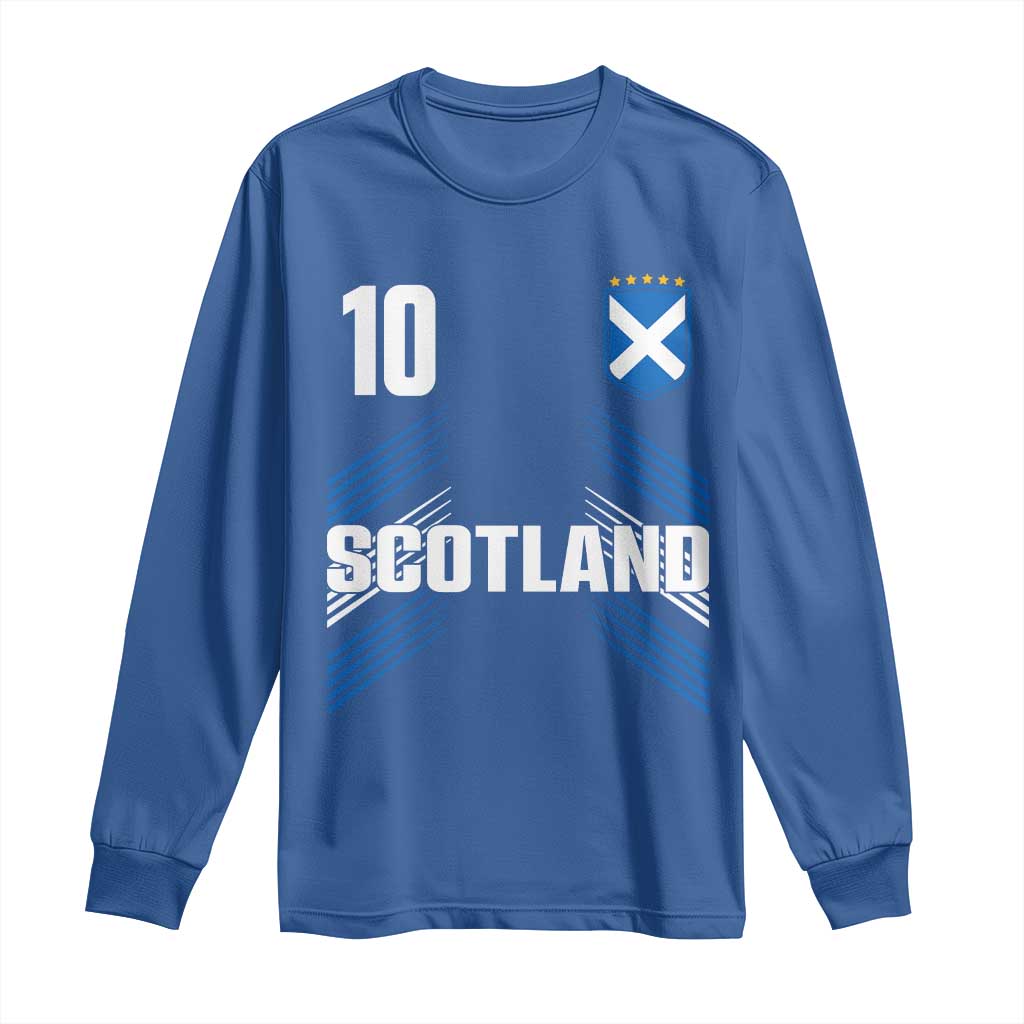 Scotland Soccer Sports Graphic Number 10 Jersey Style Long Sleeve Shirt Proud Scottish Football Fans Game Day Pride