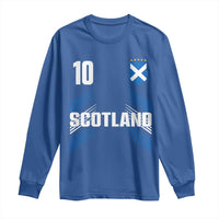 Scotland Soccer Sports Graphic Number 10 Jersey Style Long Sleeve Shirt Proud Scottish Football Fans Game Day Pride