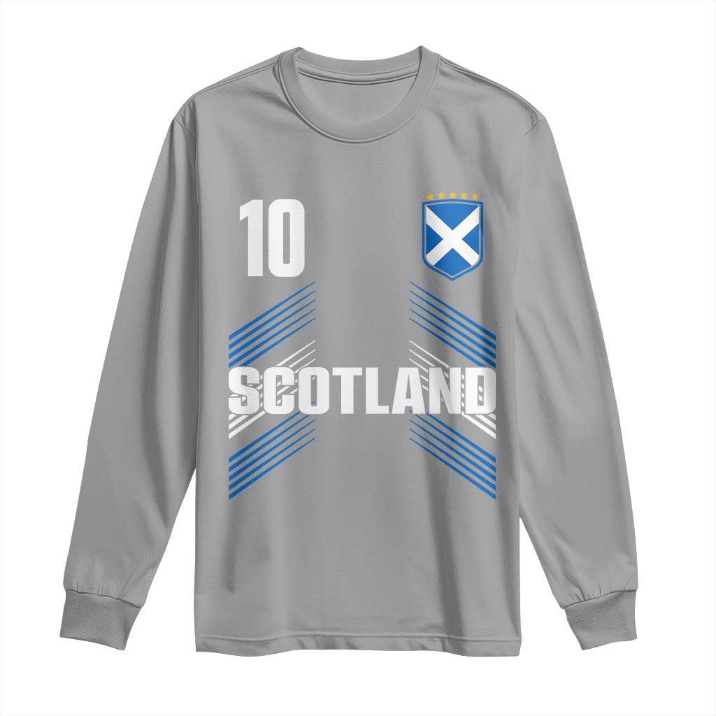 Scotland Soccer Sports Graphic Number 10 Jersey Style Long Sleeve Shirt Proud Scottish Football Fans Game Day Pride