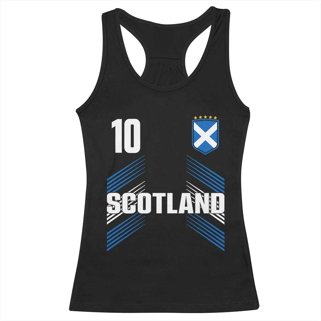 Scotland Soccer Sports Graphic Number 10 Jersey Style Racerback Tank Top Proud Scottish Football Fans Game Day Pride