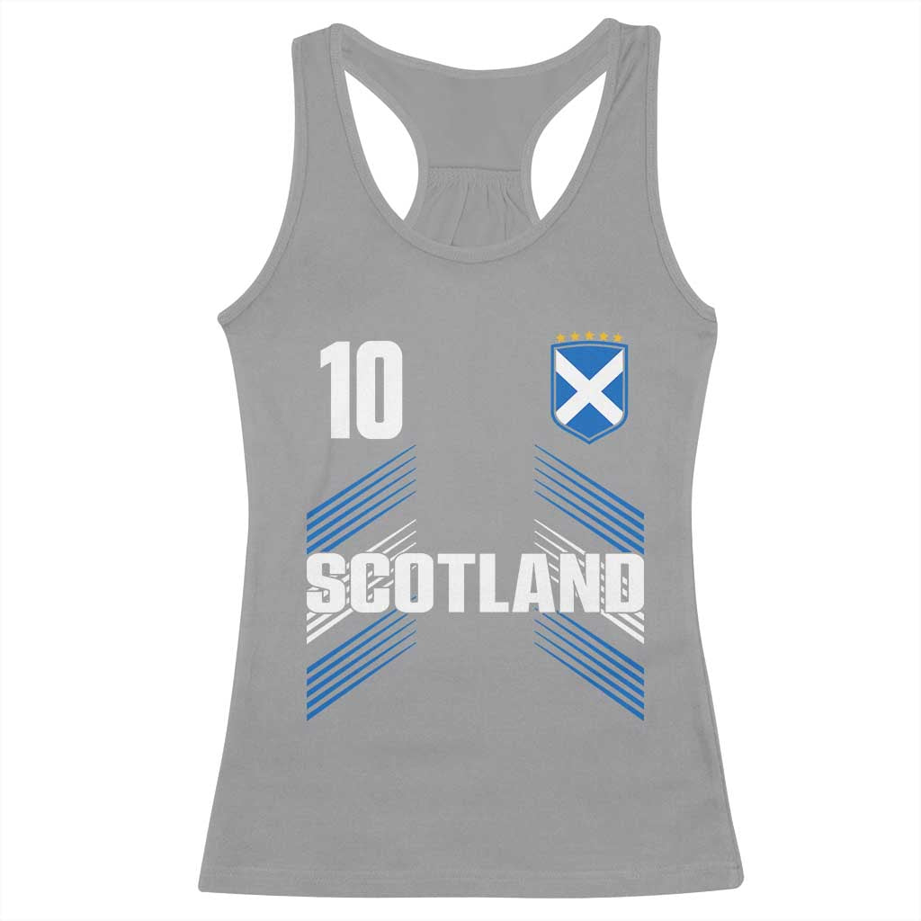 Scotland Soccer Sports Graphic Number 10 Jersey Style Racerback Tank Top Proud Scottish Football Fans Game Day Pride