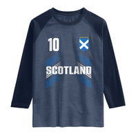Scotland Soccer Sports Graphic Number 10 Jersey Style Raglan Shirt Proud Scottish Football Fans Game Day Pride
